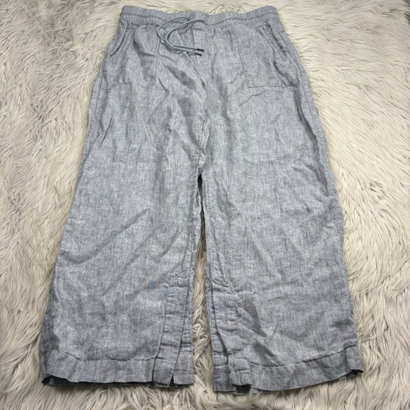 Athleta Pants - Athleta Women's XL Gray Retreat Linen High Rise Wide Leg Pant Resort Beach Boho